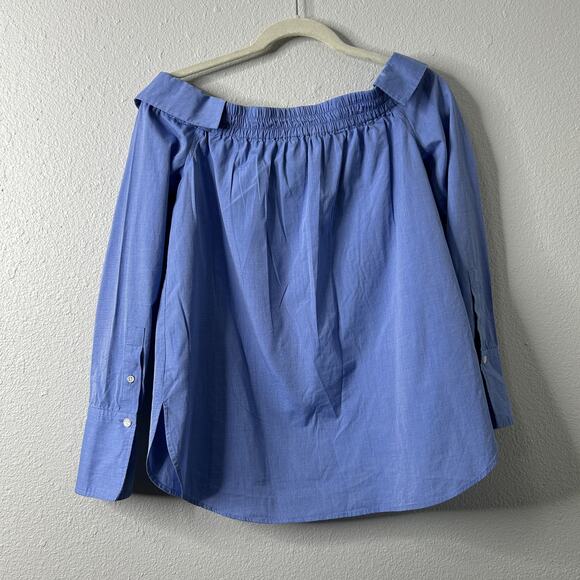 Club Monaco Jearim Off-Shoulder Top Blue 6 Blouse Feminine Minimalist - Picture 7 of 10